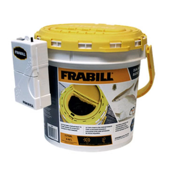 Frabill Dual Fish Bait Bucket W/ Clip-on Aerator 3 Frabill Dual Fish Bait Bucket W/ Clip-on Aerator
